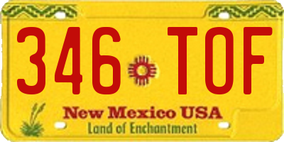 NM license plate 346TOF