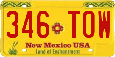 NM license plate 346TOW