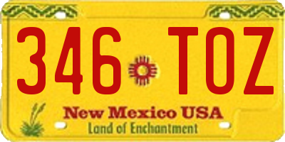NM license plate 346TOZ