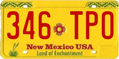 NM license plate 346TPO