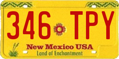 NM license plate 346TPY