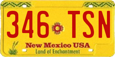 NM license plate 346TSN