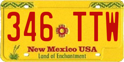 NM license plate 346TTW