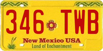 NM license plate 346TWB