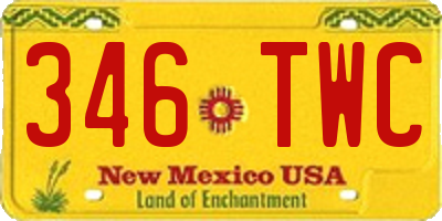 NM license plate 346TWC