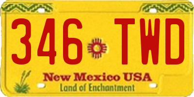 NM license plate 346TWD