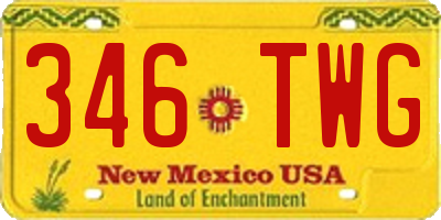 NM license plate 346TWG
