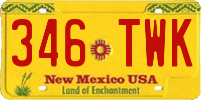 NM license plate 346TWK