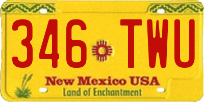NM license plate 346TWU