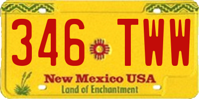 NM license plate 346TWW