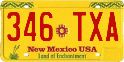 NM license plate 346TXA