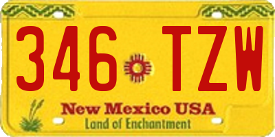 NM license plate 346TZW