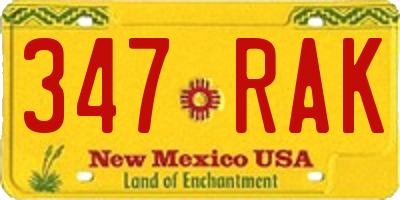 NM license plate 347RAK