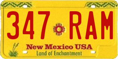 NM license plate 347RAM