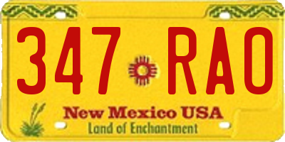 NM license plate 347RAO