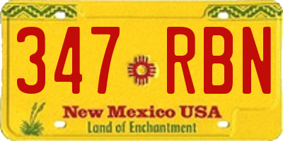NM license plate 347RBN