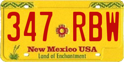 NM license plate 347RBW