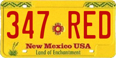 NM license plate 347RED