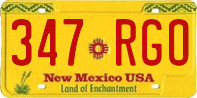 NM license plate 347RGO