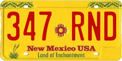 NM license plate 347RND