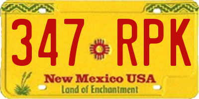 NM license plate 347RPK