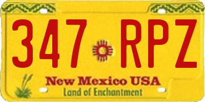 NM license plate 347RPZ