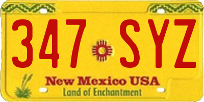 NM license plate 347SYZ