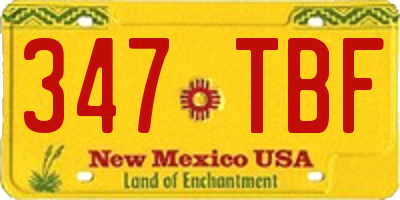 NM license plate 347TBF