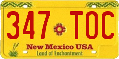 NM license plate 347TOC