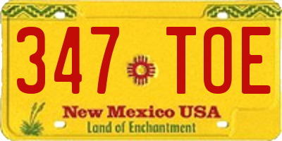 NM license plate 347TOE