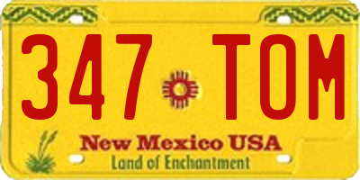 NM license plate 347TOM