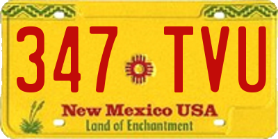 NM license plate 347TVU