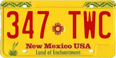 NM license plate 347TWC