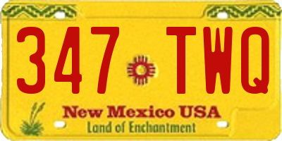 NM license plate 347TWQ