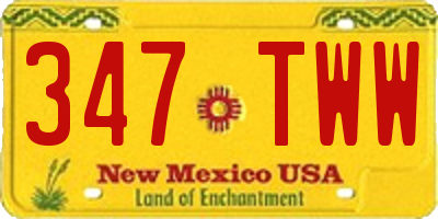 NM license plate 347TWW