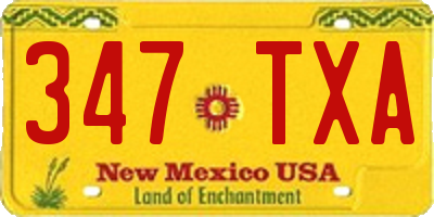 NM license plate 347TXA