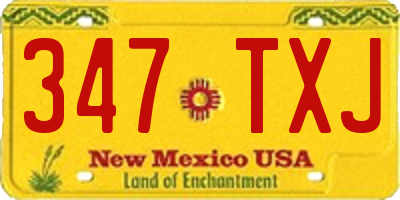 NM license plate 347TXJ