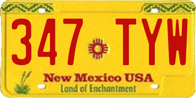 NM license plate 347TYW