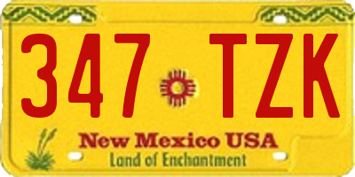 NM license plate 347TZK