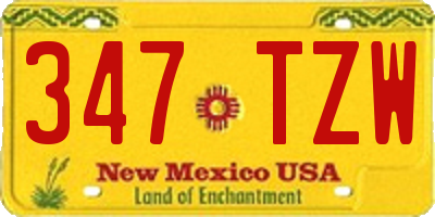 NM license plate 347TZW