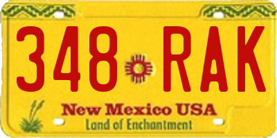 NM license plate 348RAK