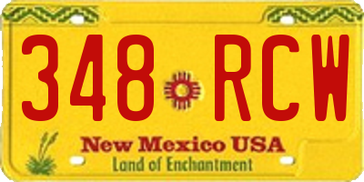 NM license plate 348RCW