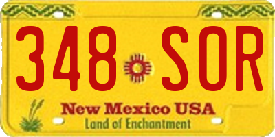 NM license plate 348SOR