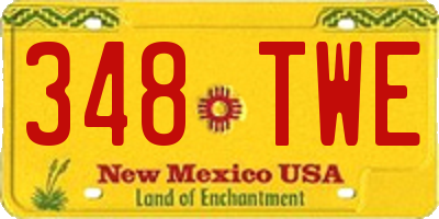 NM license plate 348TWE