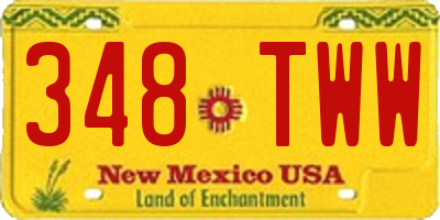 NM license plate 348TWW
