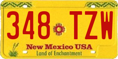 NM license plate 348TZW