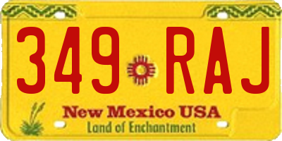 NM license plate 349RAJ