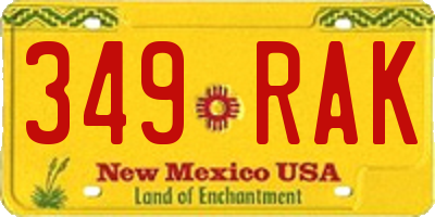 NM license plate 349RAK