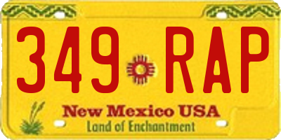 NM license plate 349RAP