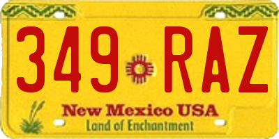 NM license plate 349RAZ